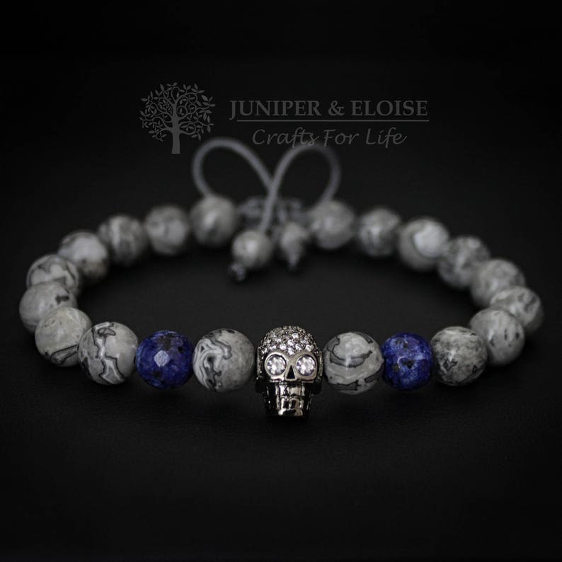 Skull Bracelet Mens Bracelet Zircon Skull Bracelet Gift Etsy