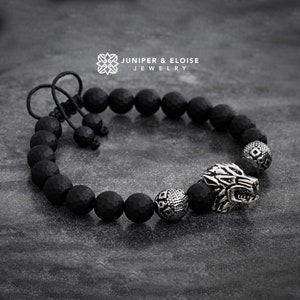 Mens Bracelet Wolf Bracelet, Mens Black Bracelet, Bracelet For Women, Armband, Dire wolf Gifts For Him