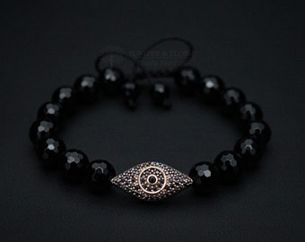 925 Silver Evil Eye Jewelry For Men and Women, Pumped eye, Vogue Fashion, Beaded Bracelet Gifts For Him