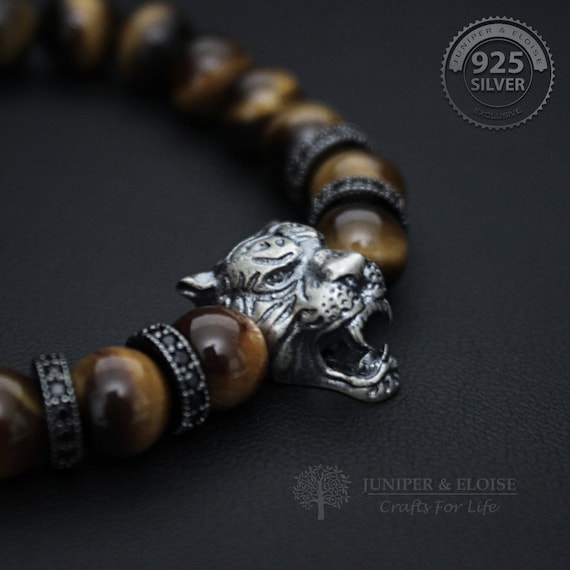 Gift For Him, Mens Tiger Bracelet, 925 Silver Tiger Bracelet, Jewelry For  Men, Women, Unisex Bracelet, raw stone