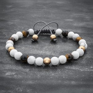 White Beaded Jewelry Adjustable Bracelet, Jewelry For Men and Women, Gemstone Bracelet Gifts For Her