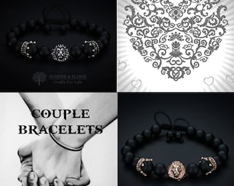 Couple Bracelet, Couples Gift Set, Wedding gifts for couples, Couples Gift, Couples Jewelry, Crown and Lion Gifts For Him