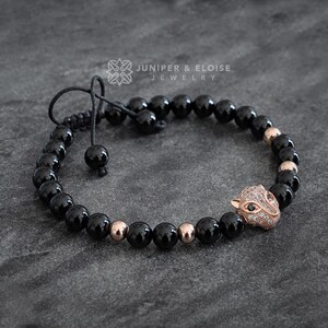 Tiger Bracelet, Mens Bracelet, Womens Bracelet, Gemstone Bracelet, Rose Gold Tiger Bracelet Gifts For Him