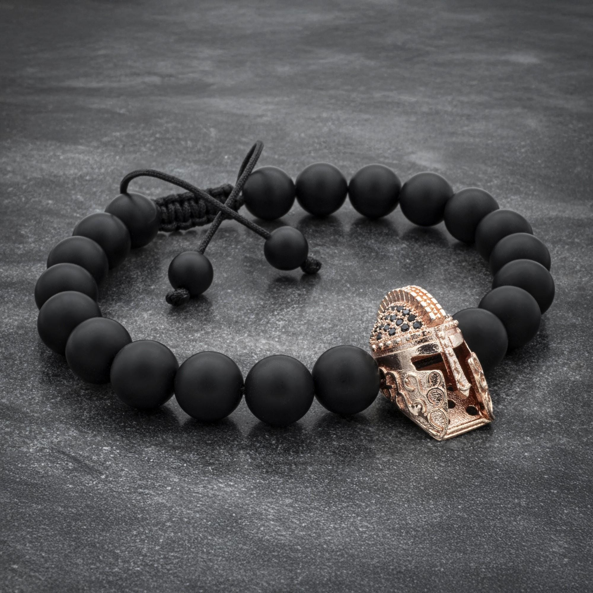 Mens Bracelet Spartan Helmet Bracelet Black Bracelet Rose Gold Helmet With Black Zircon Stones Gift for Men Bracelet for Men Armband Etsy
