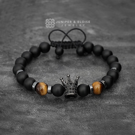 de la Corona Negra Rey y la Reina Pulsera para - Etsy España