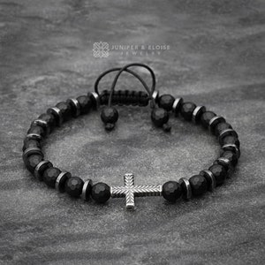 Mens Silver Cross Bracelet Womens Jewelry Bracelet Gift, Jewelry For Men and Women
