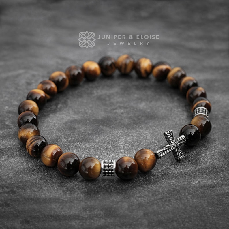 Mens Cross Bracelet Jewelry for Catholic Christians Tigers Etsy