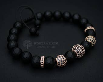 Bracelet pour homme, mat, bijoux pour femme, bracelet noir, brassard, bracelet en zircone, bracelet boule disco, équipement de luxe