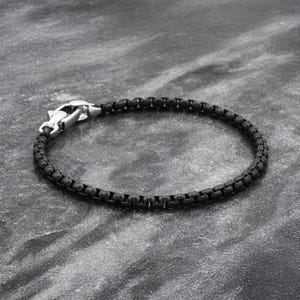 Matte Black Box Chain Bracelet For Men, Custom made Jewelry Bracelet For Men, Gifts For Him