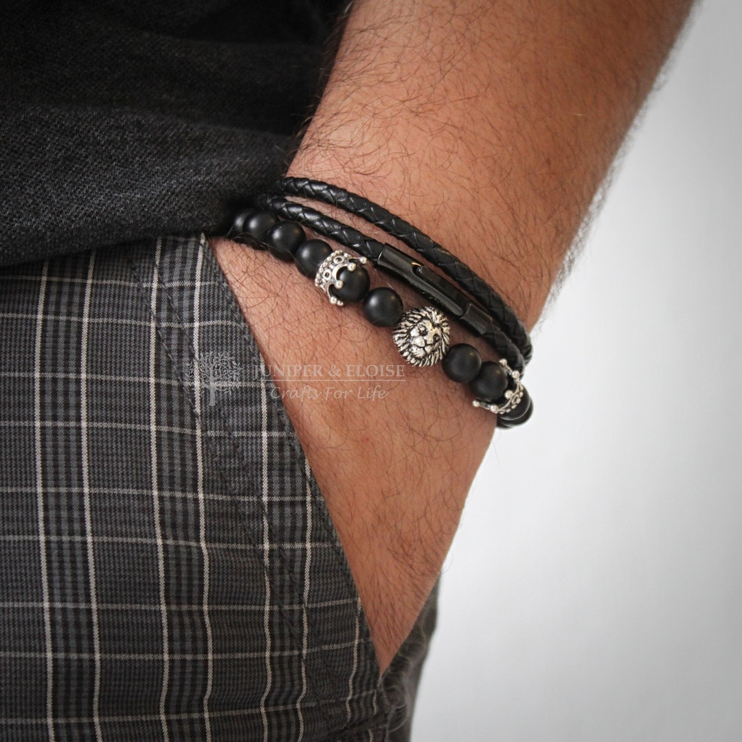 Mens Bracelet Layered Bracelets for Men Bracelet Set Lion - Etsy