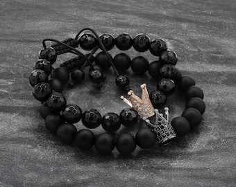 Armbanden voor koppels, kroonbedelarmband, armband voor geliefden, huwelijkscadeaus voor koppels, jubileumcadeau voor koning en koningin