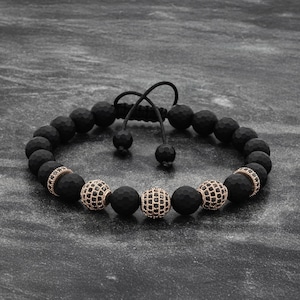 Gift For Him, Mens Bracelet, Matte, Womens Jewelry, Black Bracelet, Armband, Zircon Bracelet, Disco Ball Bracelet, Luxury Gear