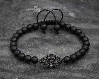 Evil Eye Bracelet, Mens Bracelet, 925 Silver Jewelry For Men and Women, Pumped eye, Vogue Fashion, Beaded Bracelet