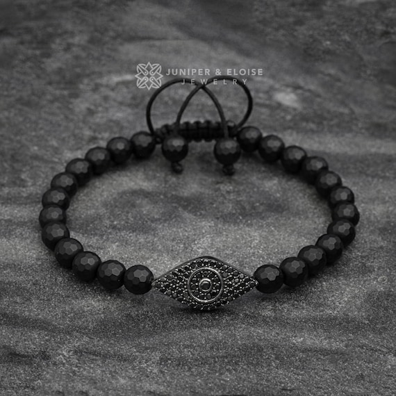 Evil Eye Bracelet, Mens Bracelet, 925 Silver Jewelry For Men and Women, Pumped eye, Vogue Fashion, Beaded Bracelet
