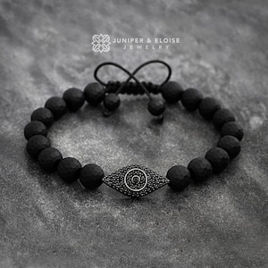 Men&#39;s Evil Eye Bracelet, 925 Silver Jewelry For Men and Women, Pumped eye, Vogue Fashion, Beaded Bracelet Gifts For Him