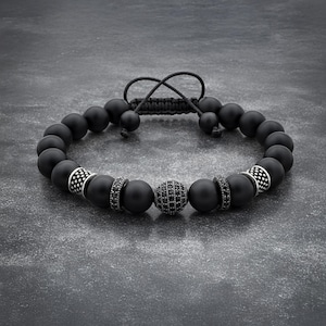 Mens Bracelet, Matte, Womens Jewelry, Black Bracelet, Armband, Zircon Bracelet, Disco Ball Bracelet, Luxury Gear