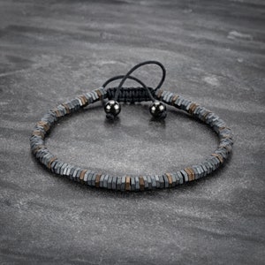Heren mat zeshoekige hematiet kralenarmband, geometrische herensieraden, armband voor mannen en vrouwen, hematiet armband