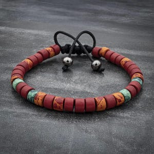 Mens Bracelet The Joker Bracelet Red Orange Green Jewelry, Ceramic Bracelet, Artisan Bracelet