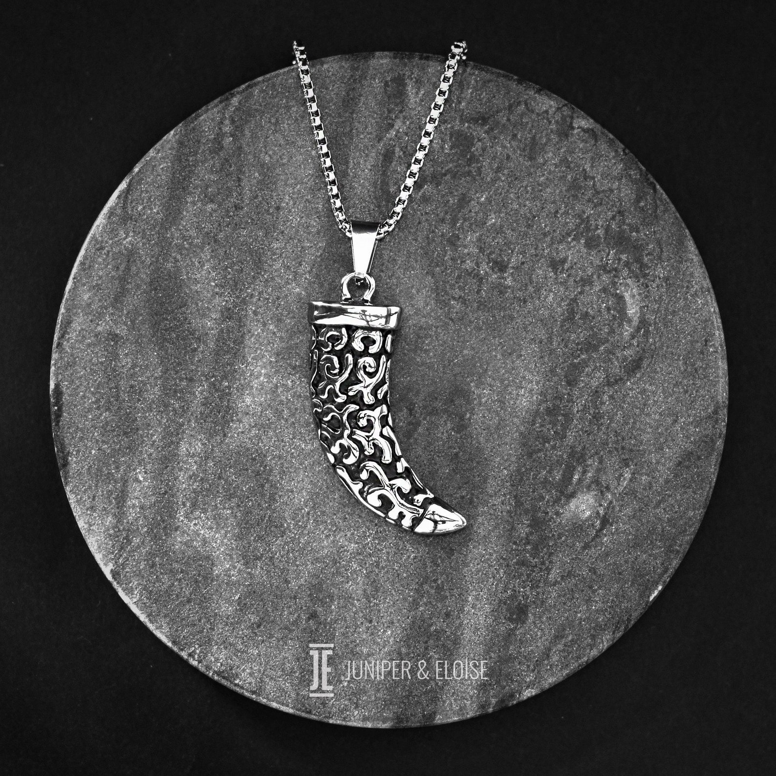 Mens Steel Horn Pendant Necklace for Men Steel Jewelry Mens Etsy