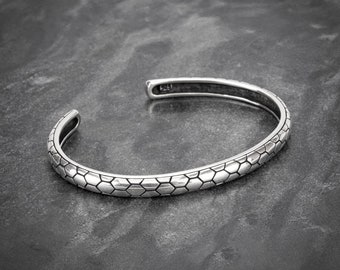 Brazalete de plata 925 para hombre, Urban Edge, brazalete hexagonal de plata 925 para hombre