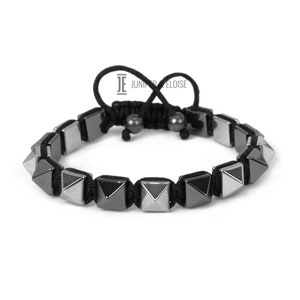 Mens Bracelet Pyramid Hematite Beaded Bracelet For Men and Women, hematite for men, hematite jewelry men Gifts For Him