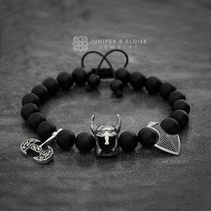 Helmet Bracelet, Men&#39;s Warrior Helmet Axe Spear Head Bracelet Gift, Men&#39;s Jewelry