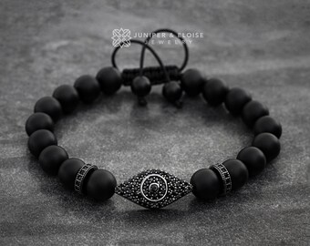 Evil Eye Bracelet, Mens Bracelet, 925 Silver Jewelry For Men and Women, Pumped eye, Vogue Fashion, Beaded Bracelet