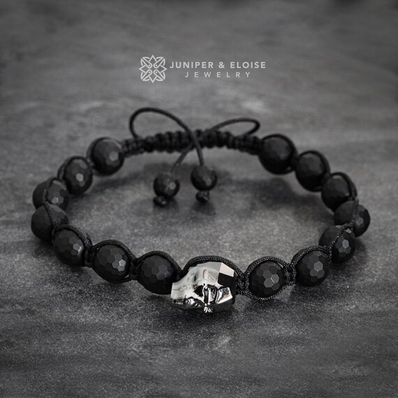 Crystal Skull Bracelet Men s Skull Bracelet Matte Black Armband Wholesale Available Gifts For Him Christmas Gift Ideas