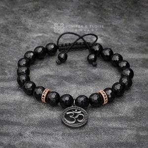 OM Bracelet Yoga Wrist Mala, Yoga Zen Jewelry Om Shanti Aum jewelry, Gifts For Him