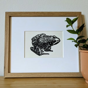 Frog original 5x7 handcarved and handprinted unframed linocut, frog art, frog print, 5x7 linocut, 5x7 art, 5x7 print, Michigan art, linocut