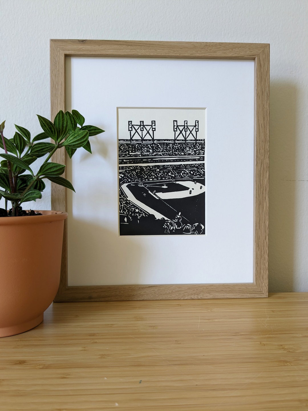 Baseball Game Original 5x7 Handmade Linocut Print, Unframed, Black Ink ...