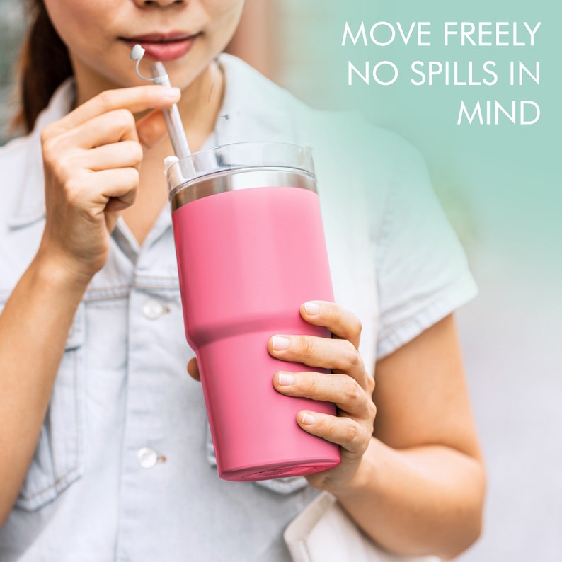 Silicone Spill Stopper For Stanley Cup v 1.0 and 2.0 40oz/30oz Straw Topper Accessories Made in USA image 6