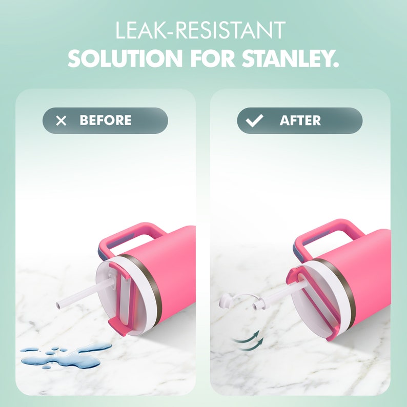 Silicone Spill Stopper For Stanley Cup v 1.0 and 2.0 40oz/30oz Straw Topper Accessories Made in USA image 5