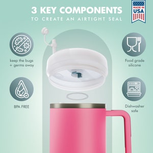Silicone Spill Stopper For Stanley Cup v 1.0 and 2.0 40oz/30oz Straw Topper Accessories Made in USA image 3