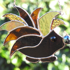 Stained Glass Sun Catcher 'Hedgehog' Suncatcher,Home Decor, Birthday Gift, OOAK,Woodland,Wildlife,Hedgepig, Glass Art