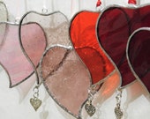 Stained Glass Heart with choice of charm. Available in Reds, Pinks, Blues or White with Gift Bag, Sun Catcher, Valentines, Birthday Gift