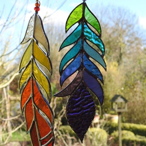 Stained Glass Feather Suncatcher,Any Colour Mix,Bespoke Glass Art,Native American,Tribal,Fantasy,Christmas,Birthday Gift,OOAK,7 to 10 image 10