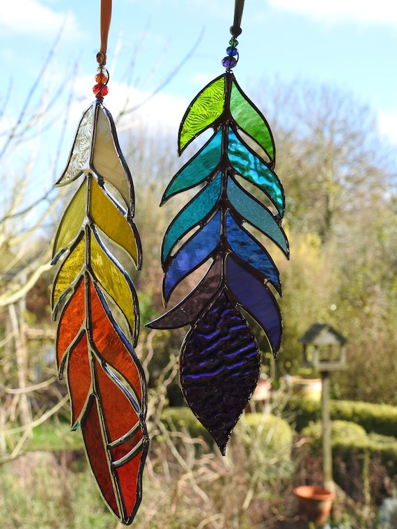 Stained Glass Leaf Sun Catchers 'single Leaf', Many Colours, Five Styles  Gift Bags.birthday or Christmas Gift,home Decor,woodland Theme. -   Israel