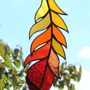Stained Glass Feather Suncatcher,Any Colour Mix,Bespoke Glass Art,Native American,Tribal,Fantasy,Christmas,Birthday Gift,OOAK,7 to 10 image 9