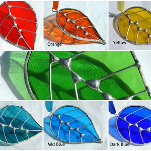 Stained Glass Leaf Sun Catchers 'Single Leaf', Many Colours, Five Styles Gift Bags.Birthday or Christmas Gift,Home Decor,Woodland Theme. image 3