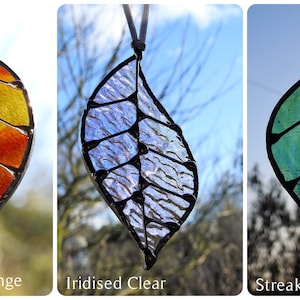 Stained Glass Leaf Sun Catchers 'Single Leaf', Many Colours, Five Styles Gift Bags.Birthday or Christmas Gift,Home Decor,Woodland Theme. image 4