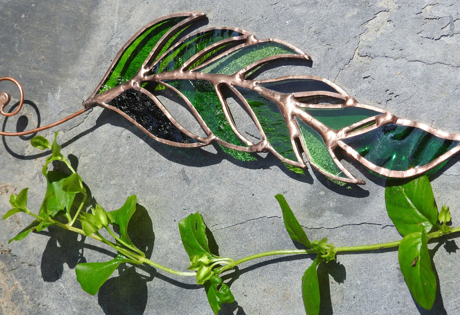 Stained Glass 'fern Leaf' Suncatchermixed Shades of Etsy UK