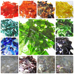 Stained Glass Offcuts, Small Scraps Perfect for Mosaics, Good Variety of Textures and Colours,250g Bags,Glass Crafts,Jewellery Making