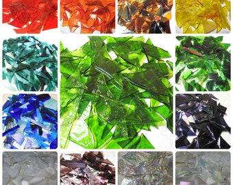 Stained Glass Offcuts, Small Scraps Perfect for Mosaics, Good Variety of Textures and Colours,250g Bags,Glass Crafts,Jewellery Making