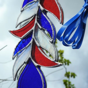 Stained Glass Feather Suncatcher,Any Colour Mix,Bespoke Glass Art,Native American,Tribal,Fantasy,Christmas,Birthday Gift,OOAK,7 to 10 image 3