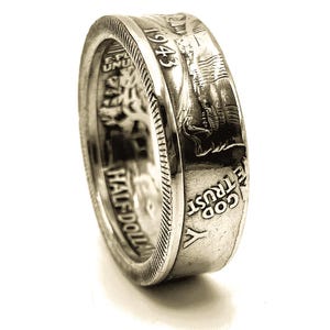 Silver Walking Liberty Half Dollar Coin Ring, PICK YOUR YEAR, Handmade Romance Band