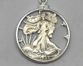 Walking Liberty Half Dollar Cut Coin Necklace Pendant Liberty USA America