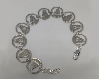 Canadian Dime Bracelet Relaxing Vacation Sailboat