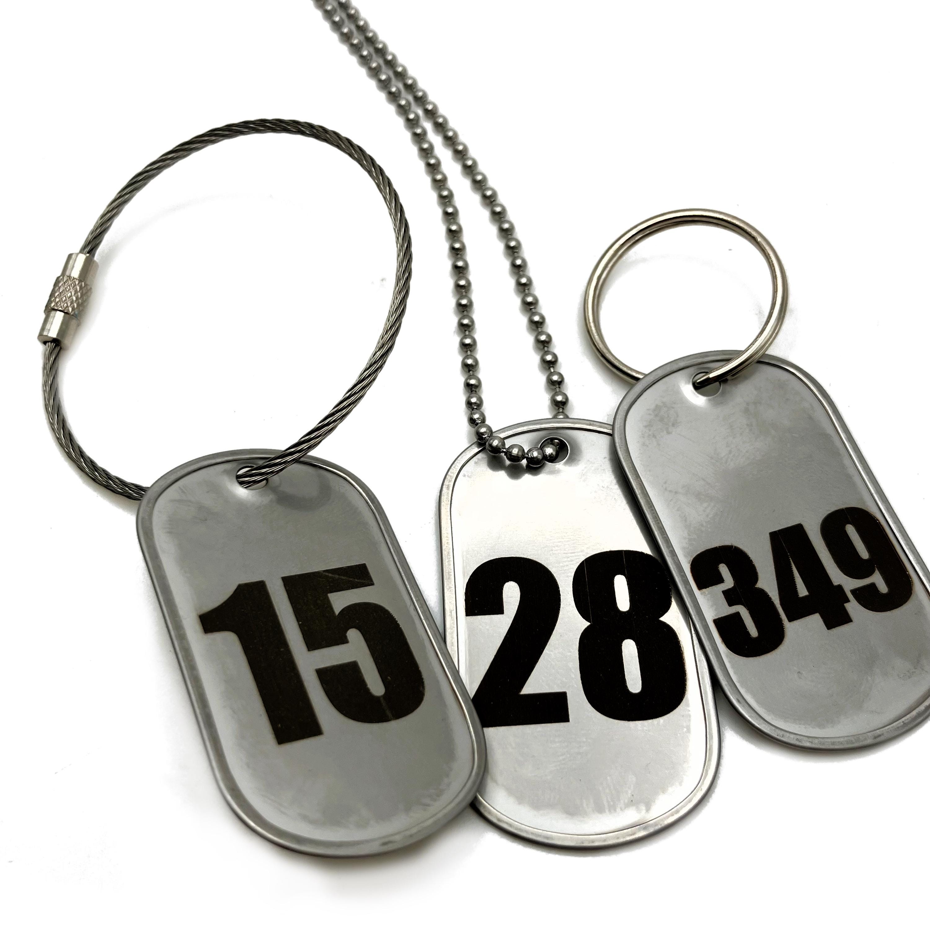 Number Engraved Dog Tags / Stainless Steel / Personalized Custom