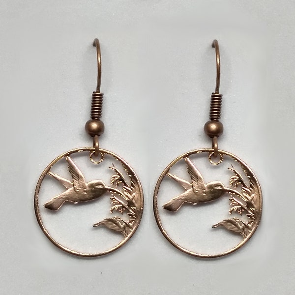 Humming Bird Cut Coin Earrings Trinidad and Tobago Penny